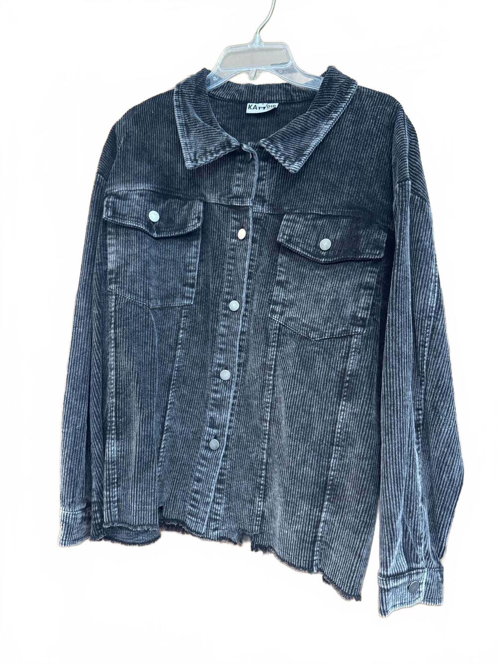 NEW KATYDID women's button down shacket in black